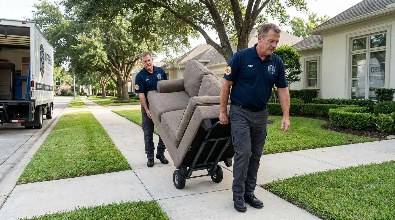 Local residential moving crew loading furniture in South Lancaster, MA